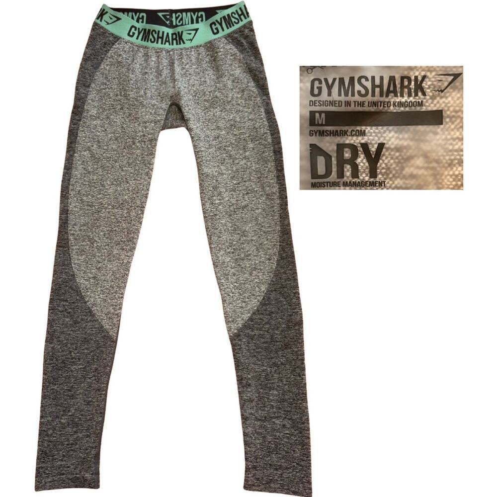 Gymshark Dry Moisture Management Leggings Gray Blue Size Medium Gym Yoga Pilates